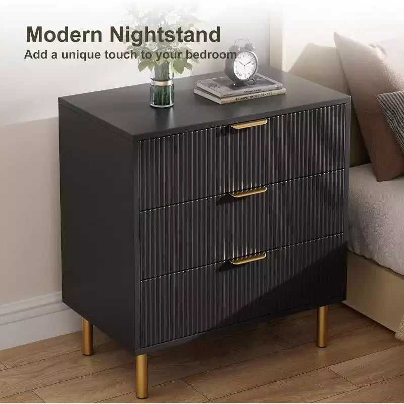 COZONY Cassettiera Moderna a 3 Cassetti per Camera da Letto, Verde con Maniglie Dorate, Organizzatore per Soggiorno, Corridoio, Ingresso