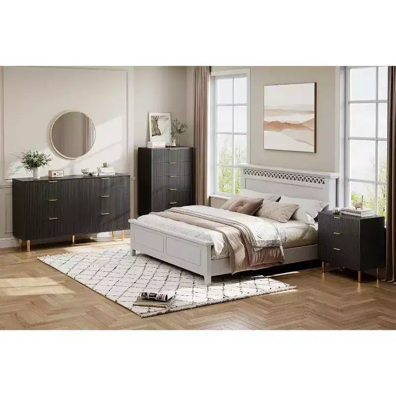 COZONY Cassettiera Moderna a 3 Cassetti per Camera da Letto, Verde con Maniglie Dorate, Organizzatore per Soggiorno, Corridoio, Ingresso