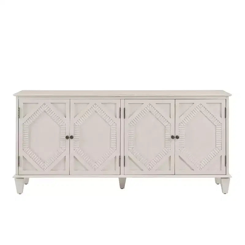 Credenza Mid-Century Modern da 65.2 Pollici con Ante e Vani Contenitore, Mobile Bar/Caffè con Dettagli Geometrici per Soggiorno o Cucina