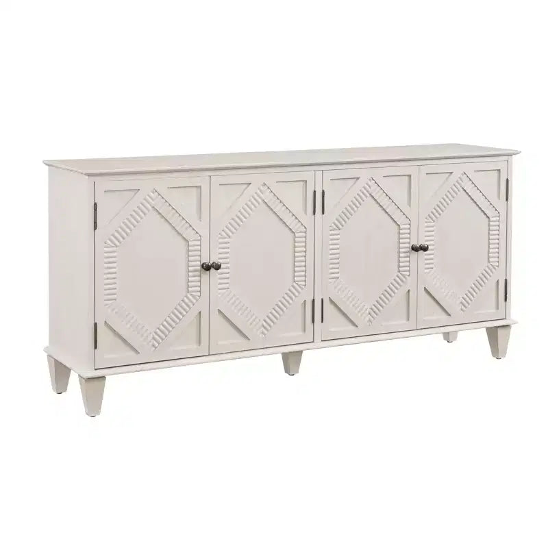 Credenza Mid-Century Modern da 65.2 Pollici con Ante e Vani Contenitore, Mobile Bar/Caffè con Dettagli Geometrici per Soggiorno o Cucina