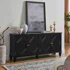 Credenza Mid-Century Modern da 65.2 Pollici con Ante e Vani Contenitore, Mobile Bar/Caffè con Dettagli Geometrici per Soggiorno o Cucina