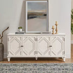 Credenza Mid-Century Modern da 65.2 Pollici con Ante e Vani Contenitore, Mobile Bar/Caffè con Dettagli Geometrici per Soggiorno o Cucina