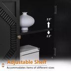 Credenza Mid-Century Modern da 65.2 Pollici con Ante e Vani Contenitore, Mobile Bar/Caffè con Dettagli Geometrici per Soggiorno o Cucina