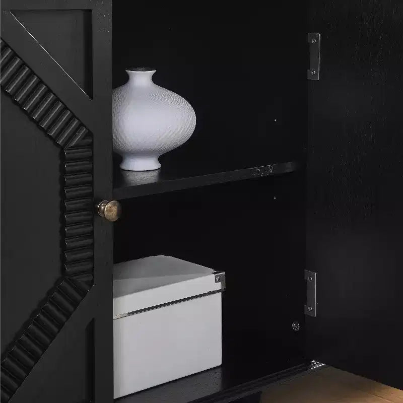 Credenza Mid-Century Modern da 65.2 Pollici con Ante e Vani Contenitore, Mobile Bar/Caffè con Dettagli Geometrici per Soggiorno o Cucina