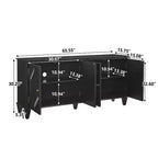 Credenza Mid-Century Modern da 65.2 Pollici con Ante e Vani Contenitore, Mobile Bar/Caffè con Dettagli Geometrici per Soggiorno o Cucina