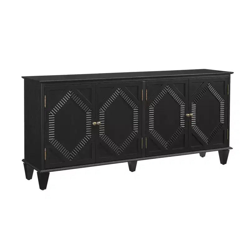 Credenza Mid-Century Modern da 65.2 Pollici con Ante e Vani Contenitore, Mobile Bar/Caffè con Dettagli Geometrici per Soggiorno o Cucina