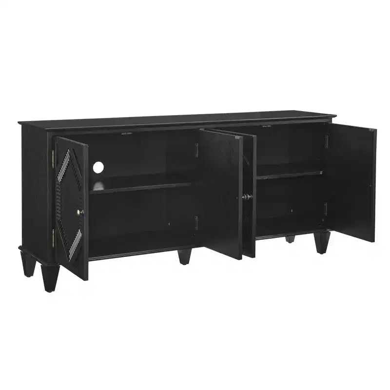 Credenza Mid-Century Modern da 65.2 Pollici con Ante e Vani Contenitore, Mobile Bar/Caffè con Dettagli Geometrici per Soggiorno o Cucina