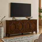Credenza Mid-Century Modern da 65.2 Pollici con Ante e Vani Contenitore, Mobile Bar/Caffè con Dettagli Geometrici per Soggiorno o Cucina