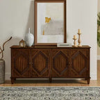 Credenza Mid-Century Modern da 65.2 Pollici con Ante e Vani Contenitore, Mobile Bar/Caffè con Dettagli Geometrici per Soggiorno o Cucina