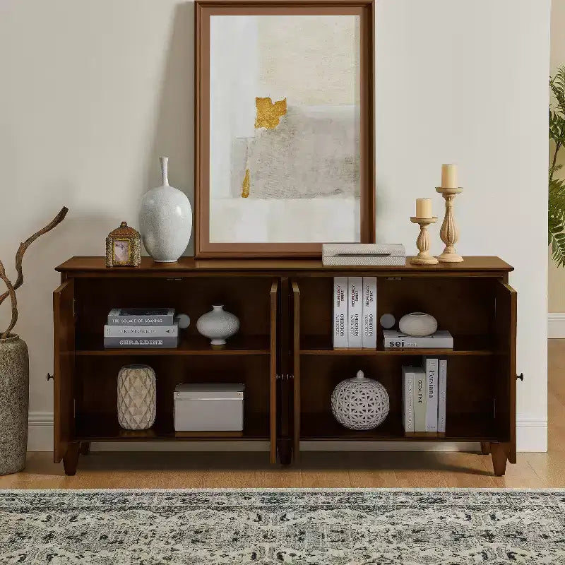 Credenza Mid-Century Modern da 65.2 Pollici con Ante e Vani Contenitore, Mobile Bar/Caffè con Dettagli Geometrici per Soggiorno o Cucina