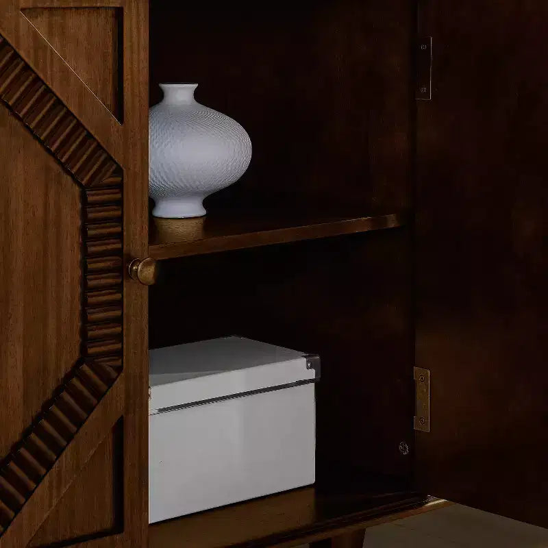 Credenza Mid-Century Modern da 65.2 Pollici con Ante e Vani Contenitore, Mobile Bar/Caffè con Dettagli Geometrici per Soggiorno o Cucina