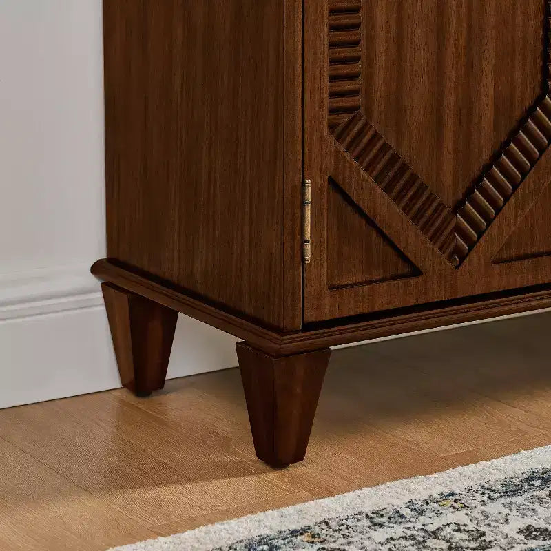 Credenza Mid-Century Modern da 65.2 Pollici con Ante e Vani Contenitore, Mobile Bar/Caffè con Dettagli Geometrici per Soggiorno o Cucina