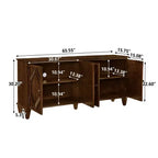 Credenza Mid-Century Modern da 65.2 Pollici con Ante e Vani Contenitore, Mobile Bar/Caffè con Dettagli Geometrici per Soggiorno o Cucina