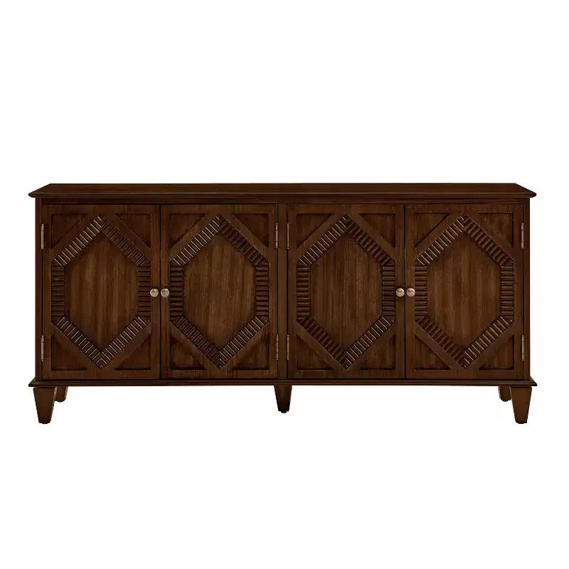 Credenza Mid-Century Modern da 65.2 Pollici con Ante e Vani Contenitore, Mobile Bar/Caffè con Dettagli Geometrici per Soggiorno o Cucina
