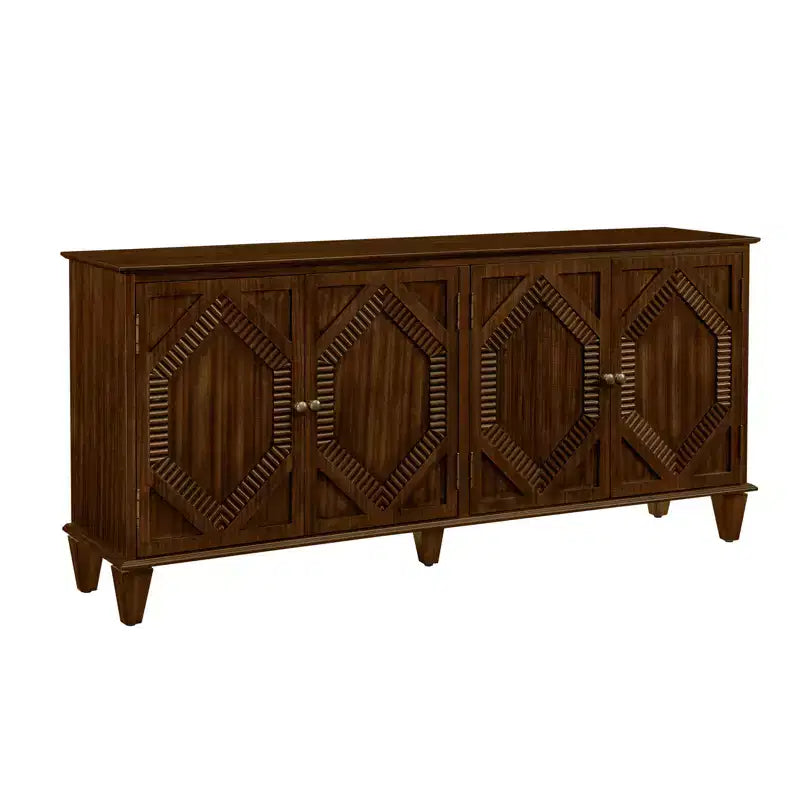 Credenza Mid-Century Modern da 65.2 Pollici con Ante e Vani Contenitore, Mobile Bar/Caffè con Dettagli Geometrici per Soggiorno o Cucina