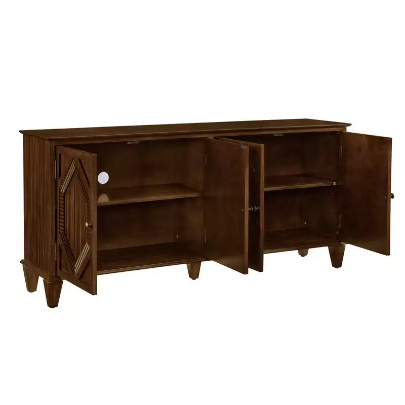 Credenza Mid-Century Modern da 65.2 Pollici con Ante e Vani Contenitore, Mobile Bar/Caffè con Dettagli Geometrici per Soggiorno o Cucina