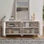 Credenza Mid-Century Modern da 65.2 Pollici con Ante e Vani Contenitore, Mobile Bar/Caffè con Dettagli Geometrici per Soggiorno o Cucina