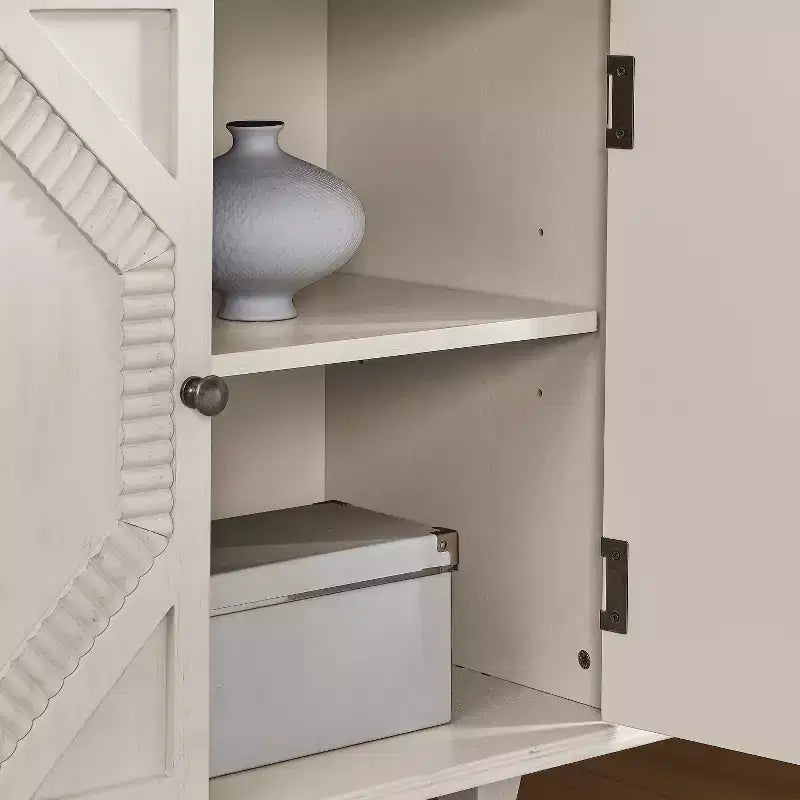 Credenza Mid-Century Modern da 65.2 Pollici con Ante e Vani Contenitore, Mobile Bar/Caffè con Dettagli Geometrici per Soggiorno o Cucina