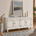 65.2-Inch Mid-Century Modern Sideboard Buffet Cabinet with Storage, Geometric Accent Coffee Bar Wine Cabinet for Living Room or Kitchen