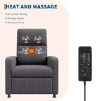 Poltrona reclinabile elettrica con massaggio e riscaldamento, schienale alto imbottito, sedile imbottito, poltrona Home Theater per soggiorno