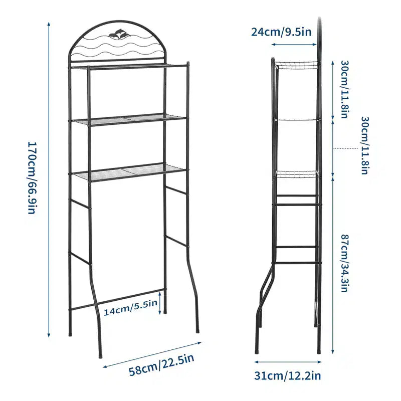 Mobiletto per bagno a 3 ripiani da posizionare sopra il WC, scaffale organizer da bagno indipendente in metallo da mettere sopra il WC, scaffale salvaspazio da posizionare sopra il WC per il bagno