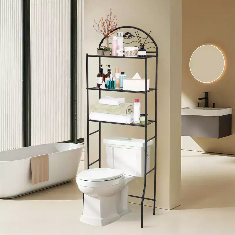 Mobiletto per bagno a 3 ripiani da posizionare sopra il WC, scaffale organizer da bagno indipendente in metallo da mettere sopra il WC, scaffale salvaspazio da posizionare sopra il WC per il bagno