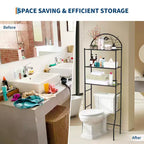 Mobiletto per bagno a 3 ripiani da posizionare sopra il WC, scaffale organizer da bagno indipendente in metallo da mettere sopra il WC, scaffale salvaspazio da posizionare sopra il WC per il bagno