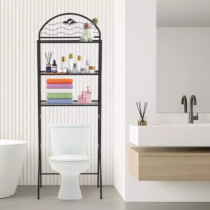 Mobiletto per bagno a 3 ripiani da posizionare sopra il WC, scaffale organizer da bagno indipendente in metallo da mettere sopra il WC, scaffale salvaspazio da posizionare sopra il WC per il bagno