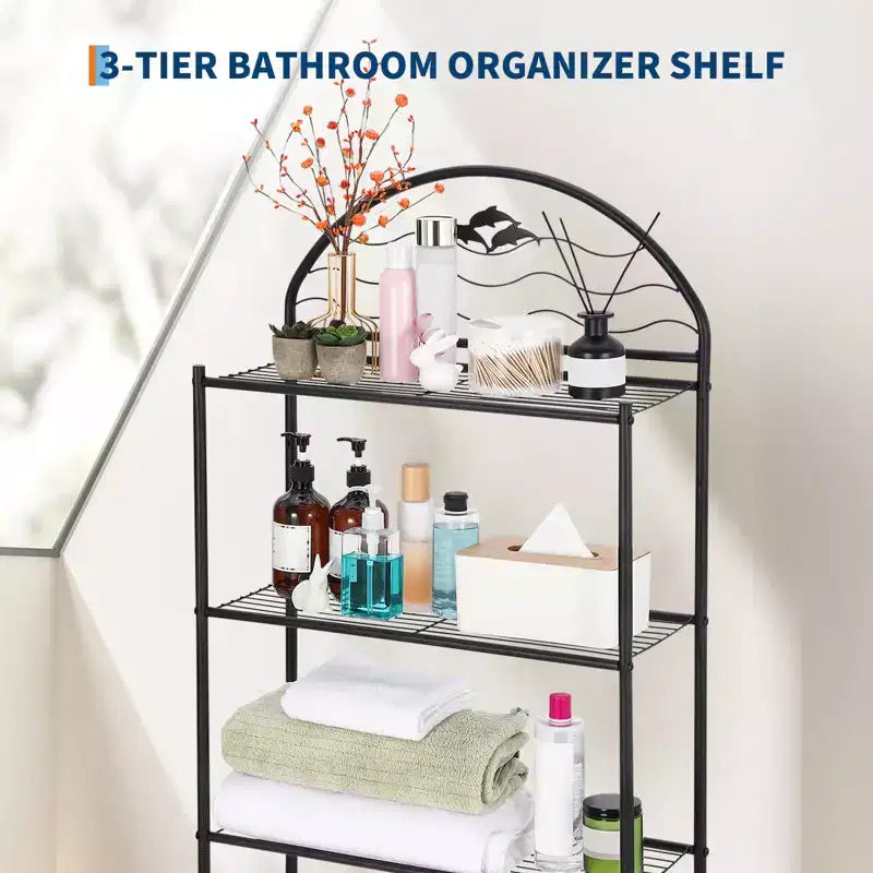 Mobiletto per bagno a 3 ripiani da posizionare sopra il WC, scaffale organizer da bagno indipendente in metallo da mettere sopra il WC, scaffale salvaspazio da posizionare sopra il WC per il bagno