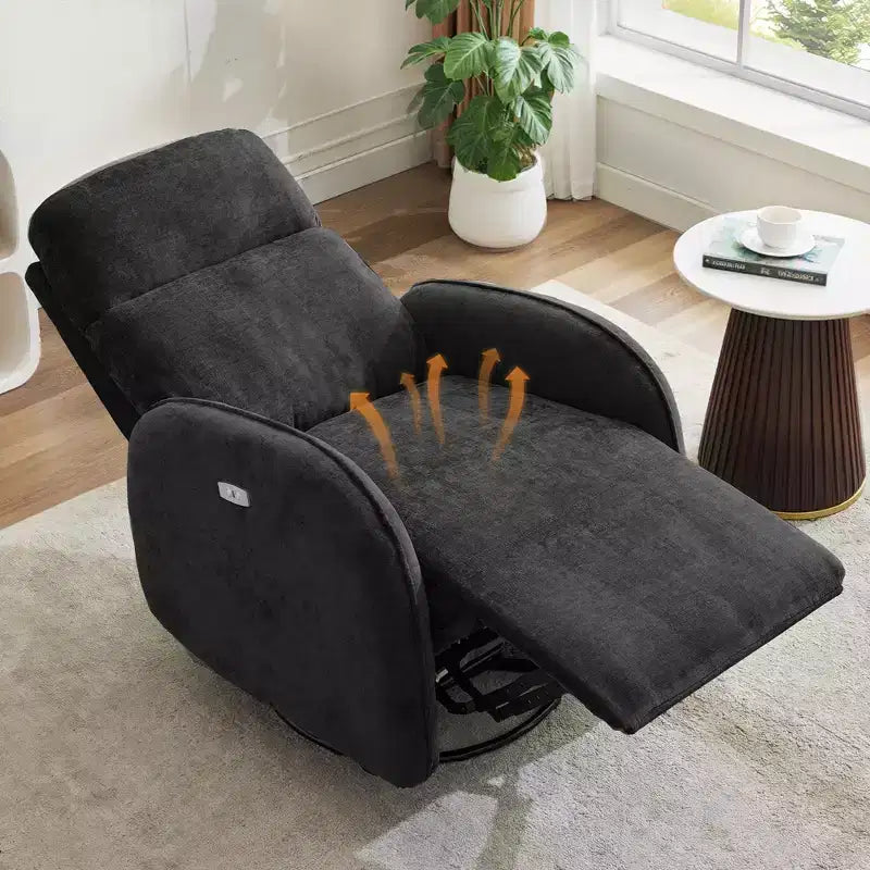 Hyleory Chenille Poltrona reclinabile girevole a 3 posizioni per cameretta con USB e striscia luminosa a induzione per soggiorno (set da 2)
