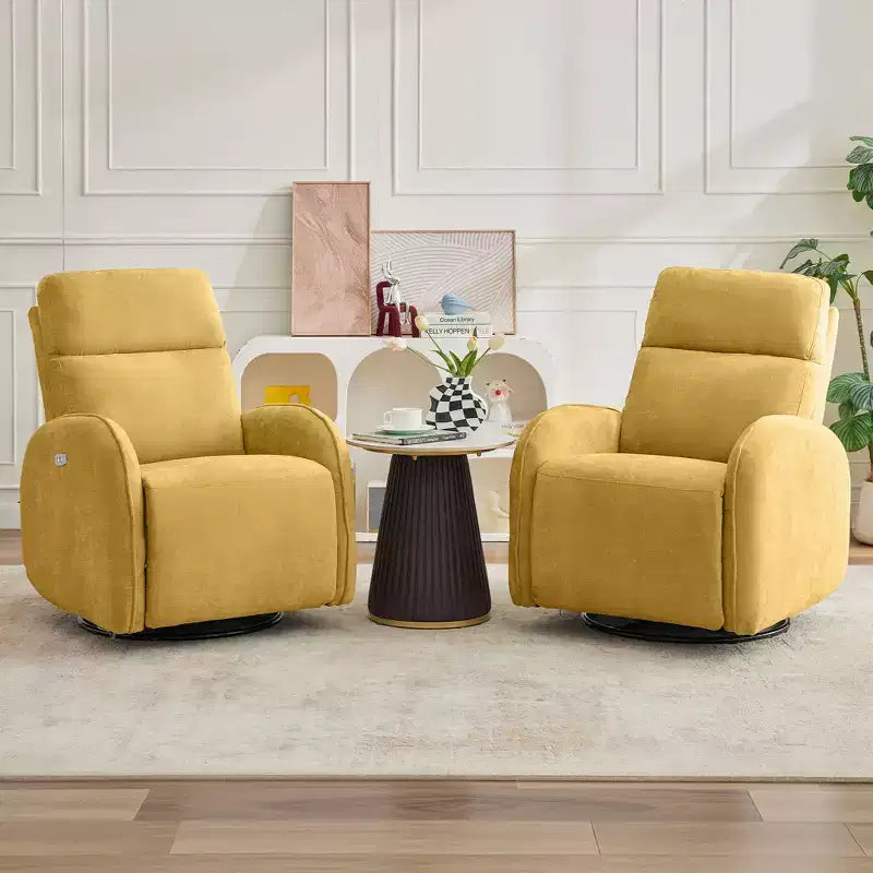 Hyleory Chenille Poltrona reclinabile girevole a 3 posizioni per cameretta con USB e striscia luminosa a induzione per soggiorno (set da 2)