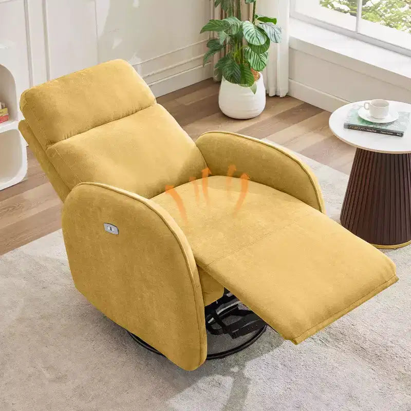 Hyleory Chenille Poltrona reclinabile girevole a 3 posizioni per cameretta con USB e striscia luminosa a induzione per soggiorno (set da 2)