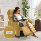 Hyleory Chenille Poltrona reclinabile girevole a 3 posizioni per cameretta con USB e striscia luminosa a induzione per soggiorno (set da 2)