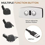 Hyleory Chenille Poltrona reclinabile girevole a 3 posizioni per cameretta con USB e striscia luminosa a induzione per soggiorno (set da 2)
