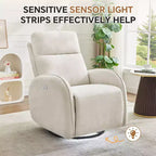 Hyleory Chenille Poltrona reclinabile girevole a 3 posizioni per cameretta con USB e striscia luminosa a induzione per soggiorno (set da 2)