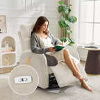 Hyleory Chenille Poltrona reclinabile girevole a 3 posizioni per cameretta con USB e striscia luminosa a induzione per soggiorno (set da 2)