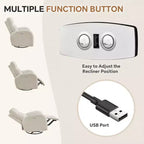 Hyleory Chenille Poltrona reclinabile girevole a 3 posizioni per cameretta con USB e striscia luminosa a induzione per soggiorno (set da 2)