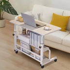 COZONY Scrivania Portatile con Ruote e Altezza Regolabile, Tavolo per Computer Mobile con Ripiani per la Casa, l'Ufficio, lo Studio e Piccoli Spazi
