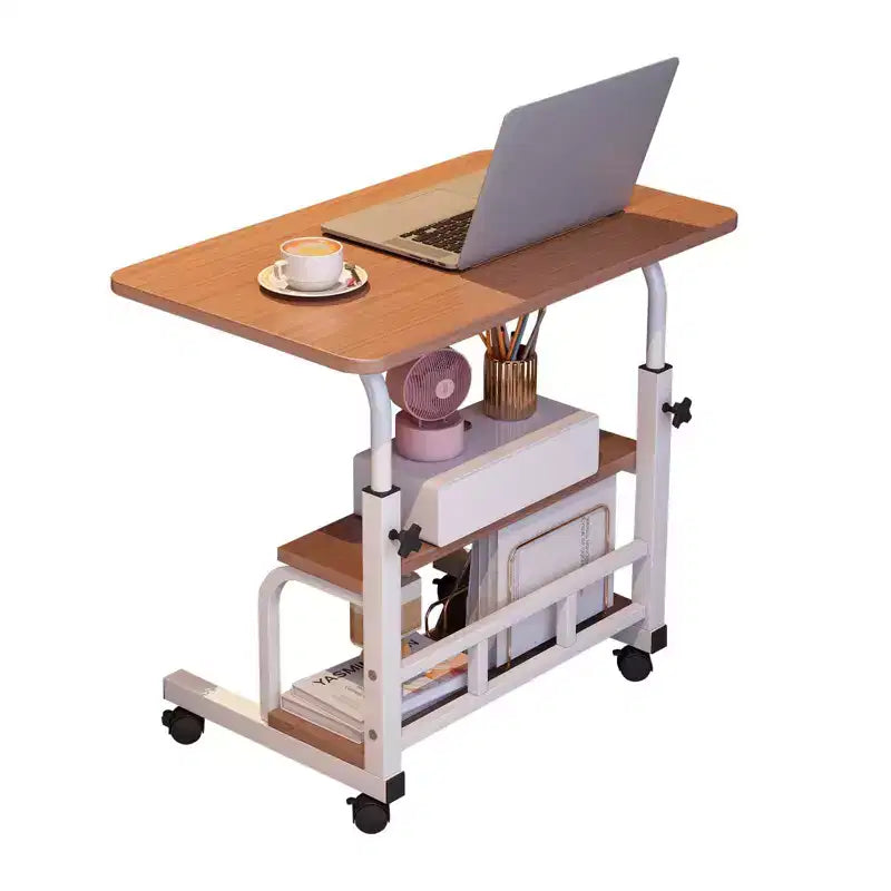 COZONY Scrivania Portatile con Ruote e Altezza Regolabile, Tavolo per Computer Mobile con Ripiani per la Casa, l'Ufficio, lo Studio e Piccoli Spazi
