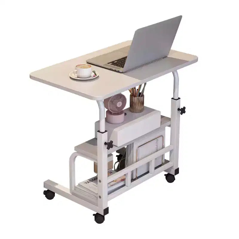 COZONY Scrivania Portatile con Ruote e Altezza Regolabile, Tavolo per Computer Mobile con Ripiani per la Casa, l'Ufficio, lo Studio e Piccoli Spazi