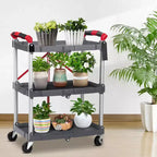 COZONY Carrello Pieghevole Utilità a 3 Livelli, Carrello di Servizio Portatile Richiudibile con Ruote, Capacità di Carico di 70 Kg, Resistente per Garage e Officina, Grigio