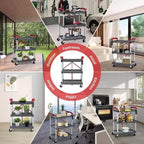 COZONY Carrello Pieghevole Utilità a 3 Livelli, Carrello di Servizio Portatile Richiudibile con Ruote, Capacità di Carico di 70 Kg, Resistente per Garage e Officina, Grigio