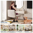 Sedia da ufficio Okak Plush Criss Cross con altezza regolabile, sedia da ufficio con seduta extra larga, sedia comoda per casa, ufficio, bianca