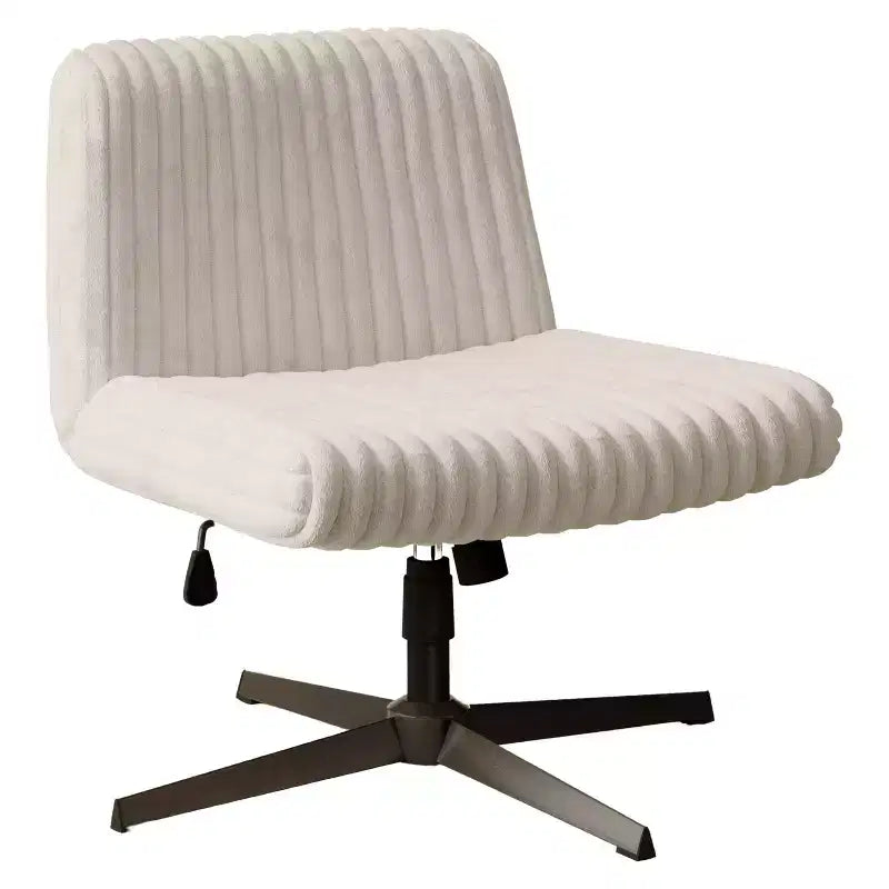Sedia da ufficio Okak Plush Criss Cross con altezza regolabile, sedia da ufficio con seduta extra larga, sedia comoda per casa, ufficio, bianca
