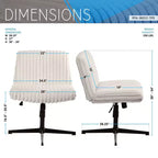 Sedia da ufficio Okak Plush Criss Cross con altezza regolabile, sedia da ufficio con seduta extra larga, sedia comoda per casa, ufficio, bianca