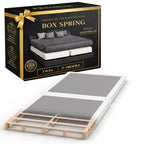 Continental Sleep, Box Spring Bed Base, 2-Inch Wood Foundation, 2-Pieces Under Mattress-Support Box Spring, Fully Assembled, White
