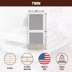 Continental Sleep, Base per Letto a Molle, Base in Legno da 5 cm, Base a Molle Sotto il Materasso a 2 Pezzi, Completamente Assemblata, Bianca