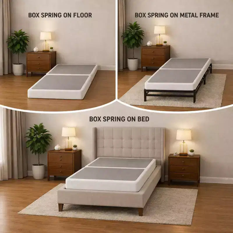 Continental Sleep, Base per Letto a Molle, Base in Legno da 5 cm, Base a Molle Sotto il Materasso a 2 Pezzi, Completamente Assemblata, Bianca