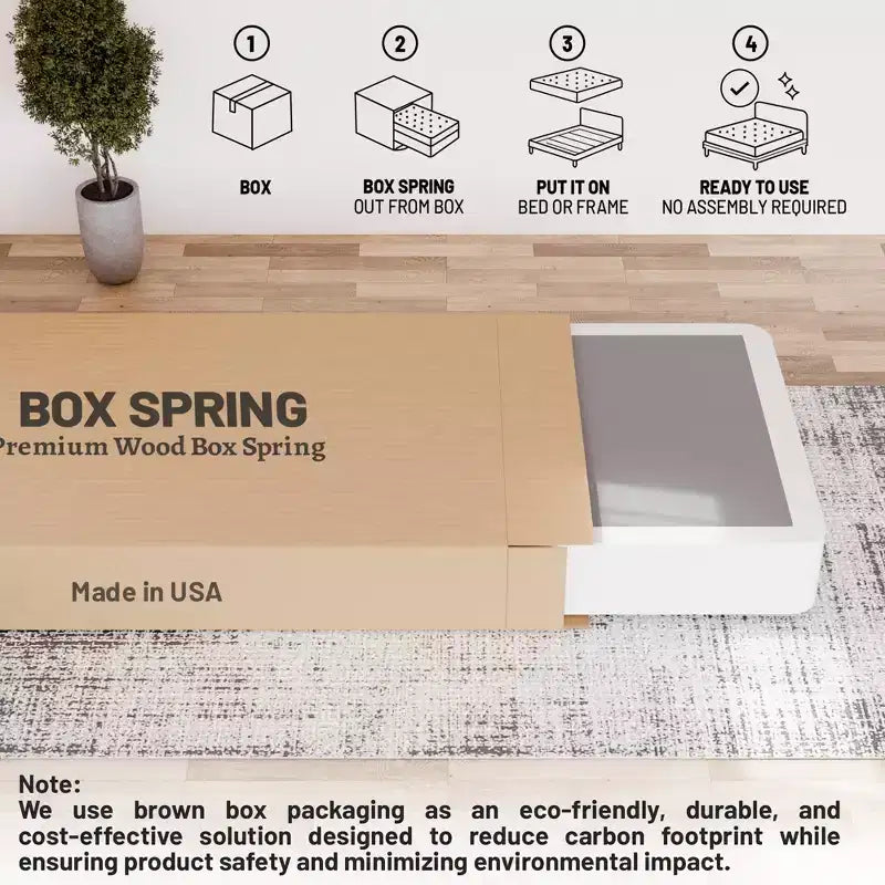 Continental Sleep, Base per Letto a Molle, Base in Legno da 5 cm, Base a Molle Sotto il Materasso a 2 Pezzi, Completamente Assemblata, Bianca