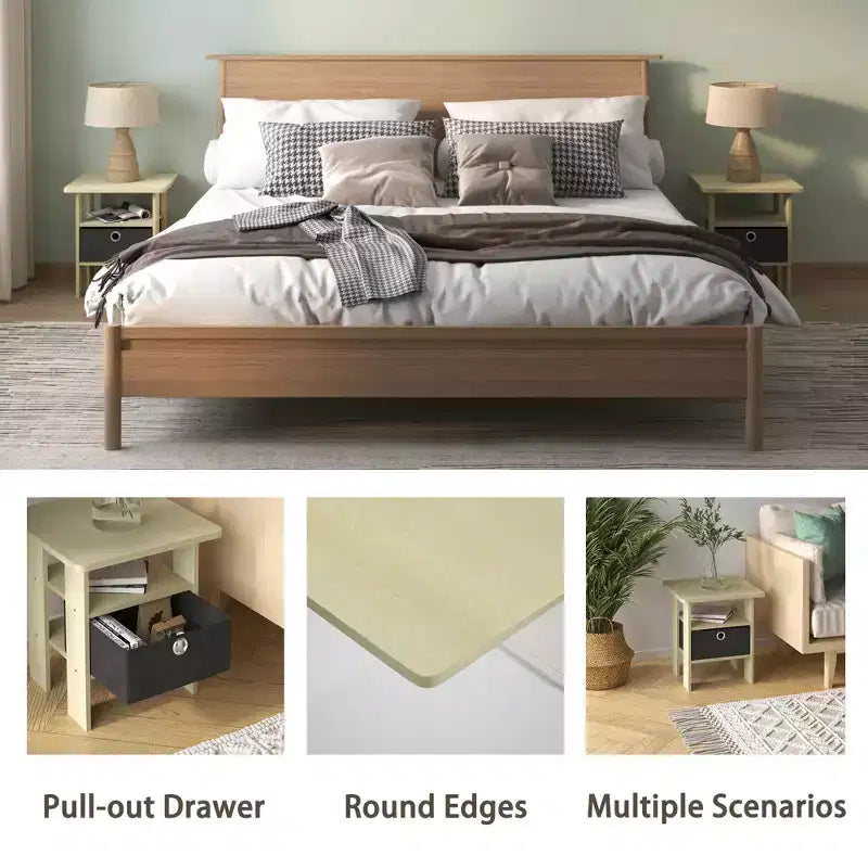 HOMLUX 1 comodino moderno con cassetto rimovibile e ripiano aperto